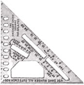 The first Swanson Speed® Square, photographed from the original 1925 die-cast aluminum casting, with the stamped phrase 'USE SAME NUMBER ALL CUTS THIS ROOF' running along the fence.