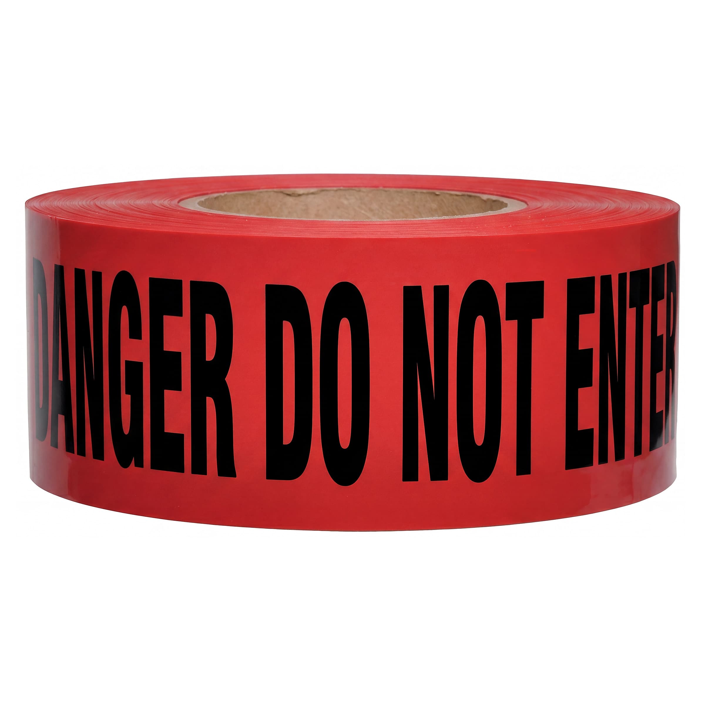 Studio shot of the Swanson 3 Mil Danger Do Not Enter Barricade Tape roll.