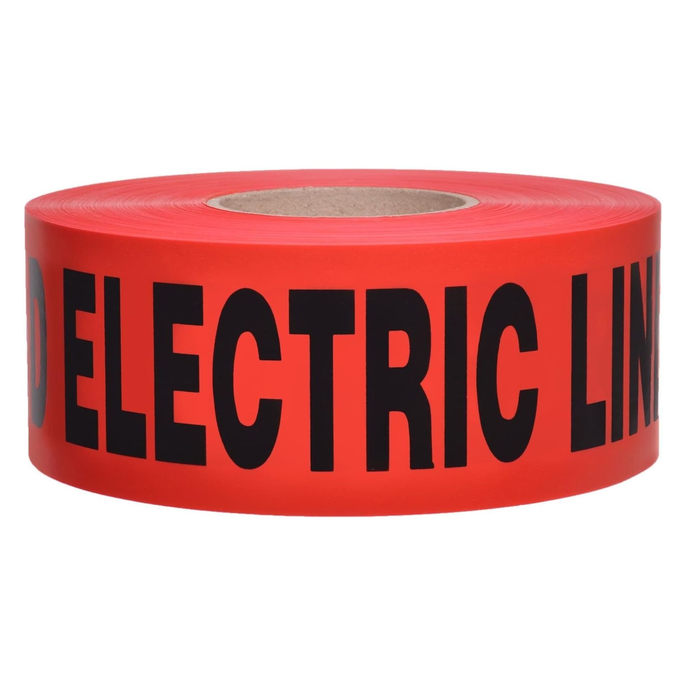 Studio shot of the Swanson Non-Detectable Buried Electric Line Barricade Tape roll.