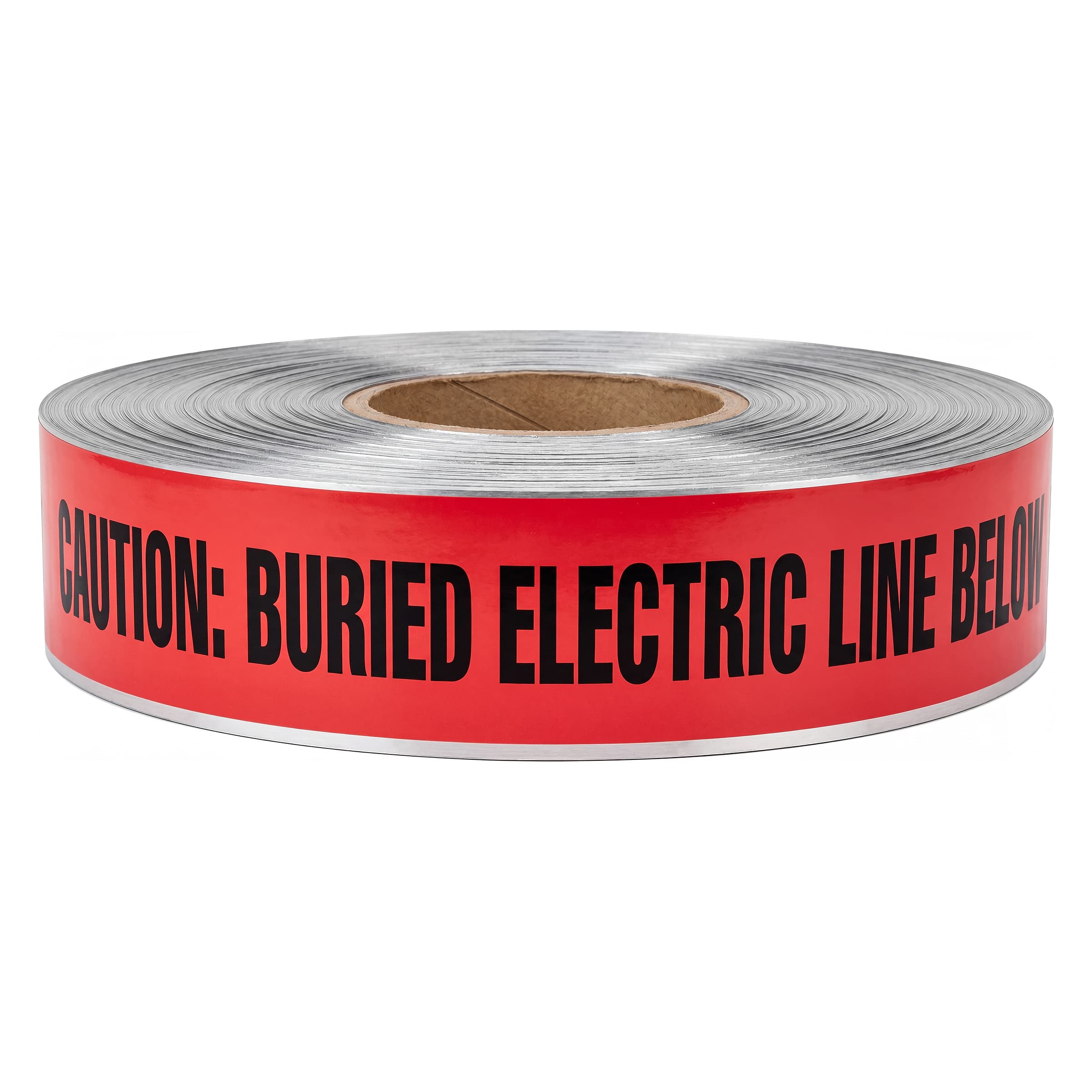 Studio shot of the Swanson DETR21005 2 in. Red Electric detectable underground tape roll.