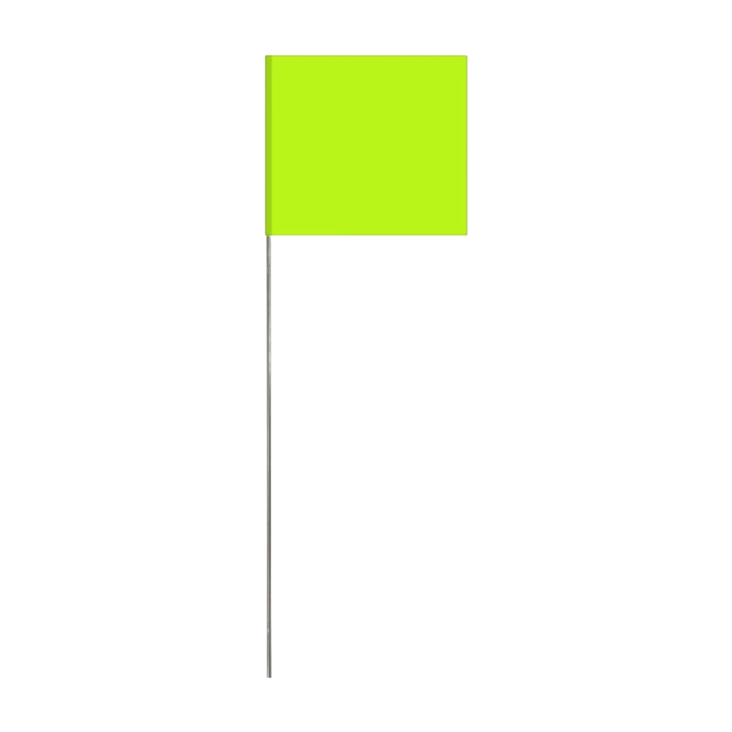 Studio shot of the Swanson 30" Lime Glo Staff Marking Flag.