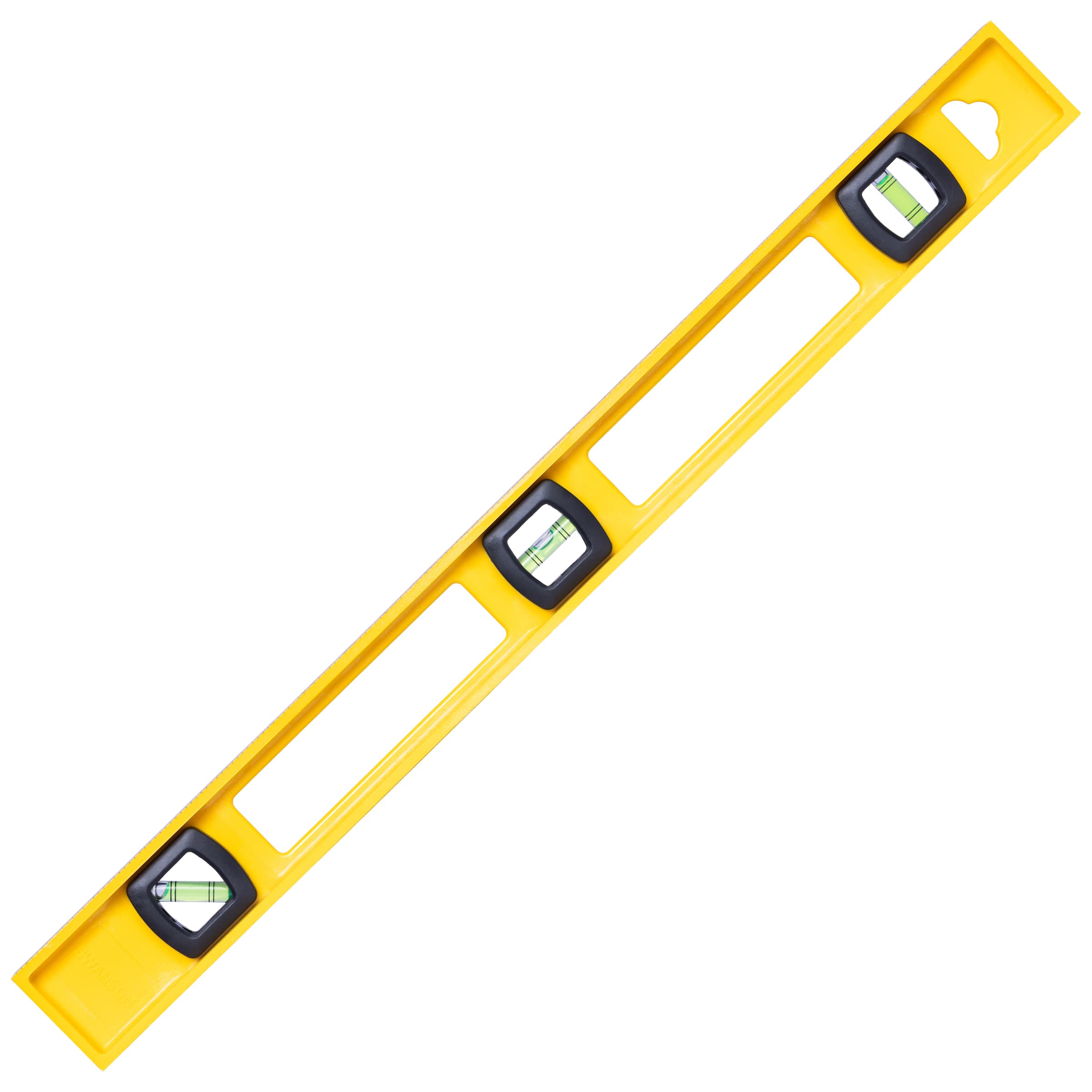Studio shot of the Swanson PL0024 24 in. Speedlite® Composite Level, high-visibility yellow non-conductive composite frame with double-sided ruled edge.