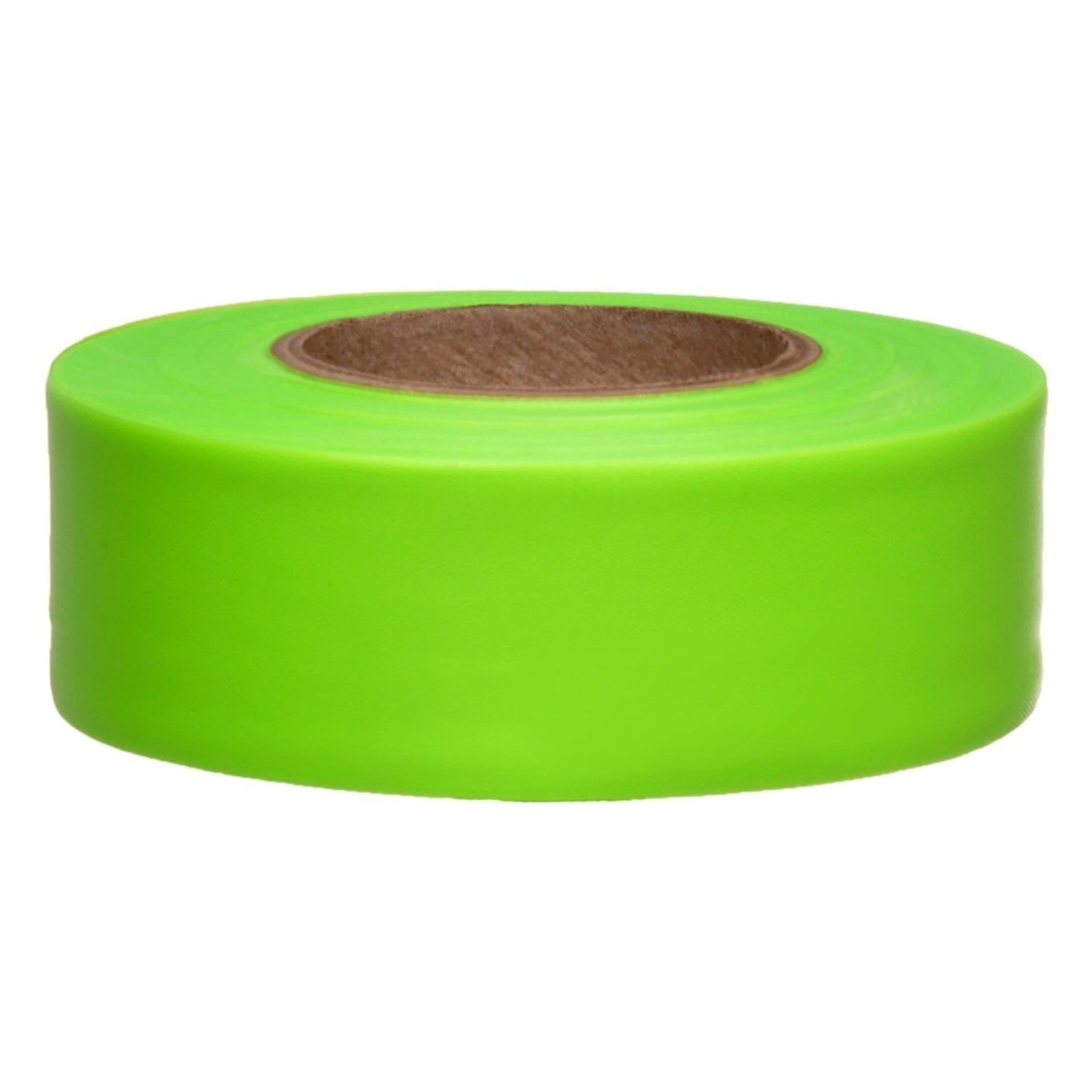 Studio shot of Swanson 150 ft. Taffeta Roll Flagging, four Glo color variants on the roll.