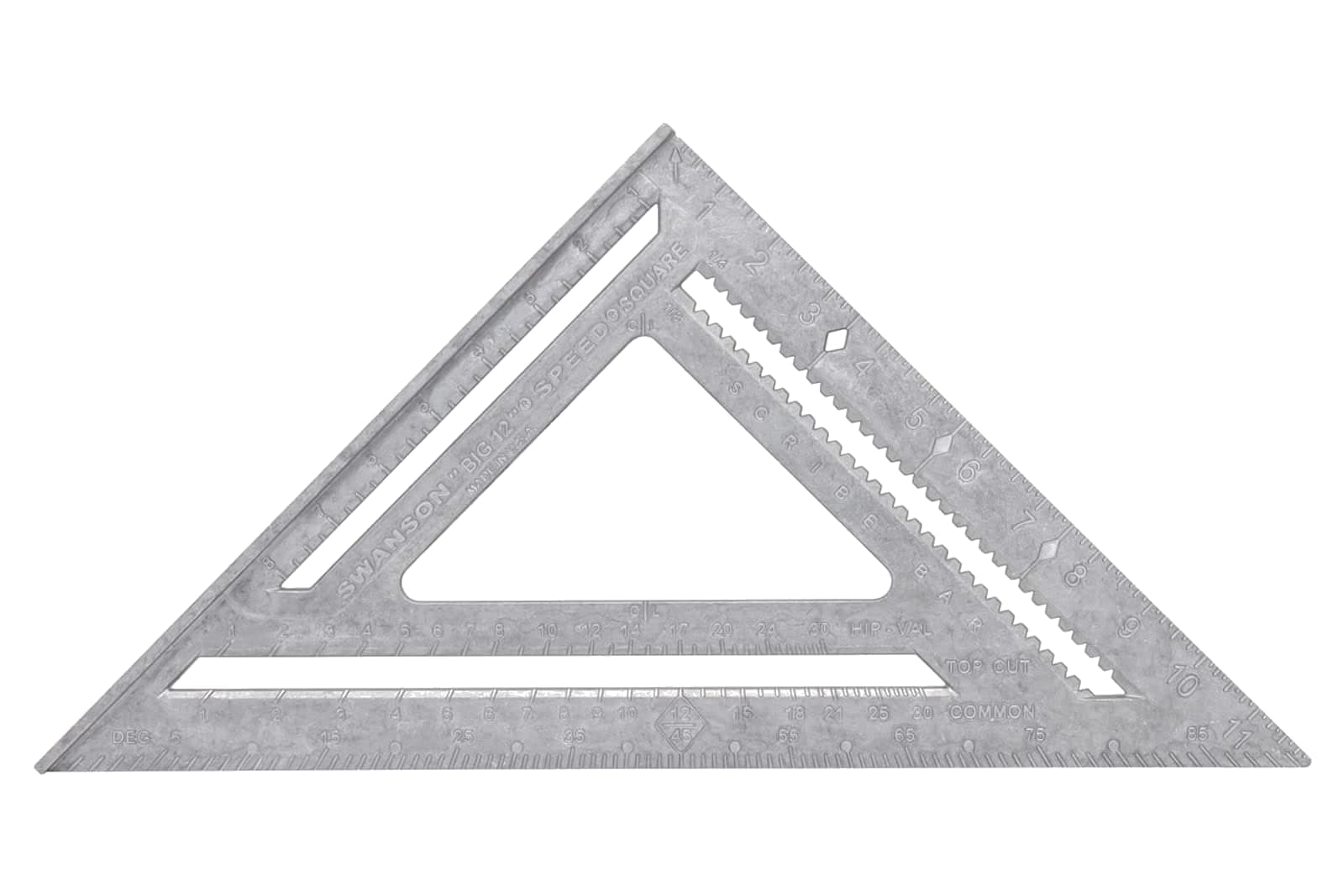 A Swanson Big 12® Speed® Square photographed against a soft grey backdrop showing the heavy-gauge die-cast body.
