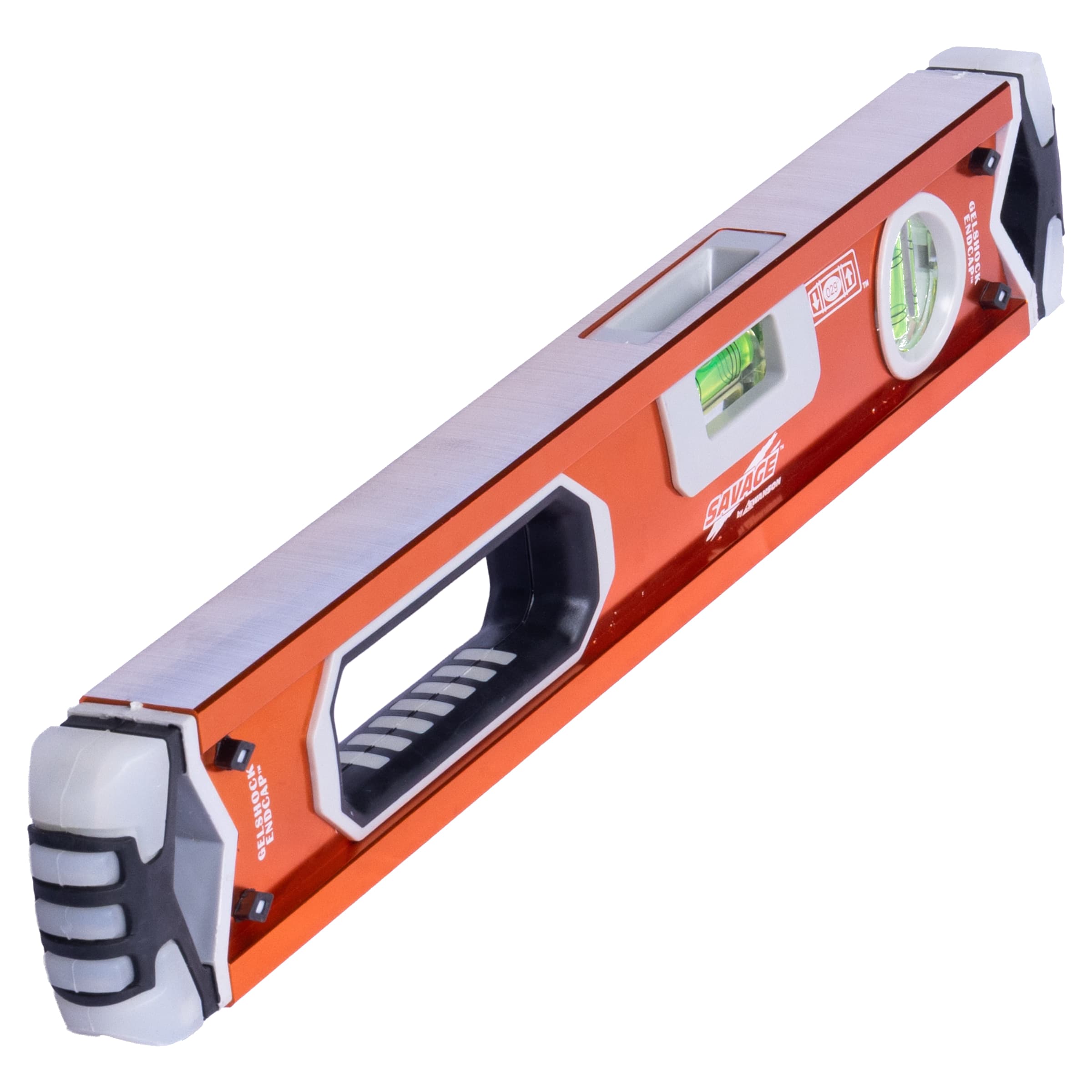 Alt-angle of the SVB180 showing the GelShock™ end cap profile, hand-grip cutout, and vial cluster.