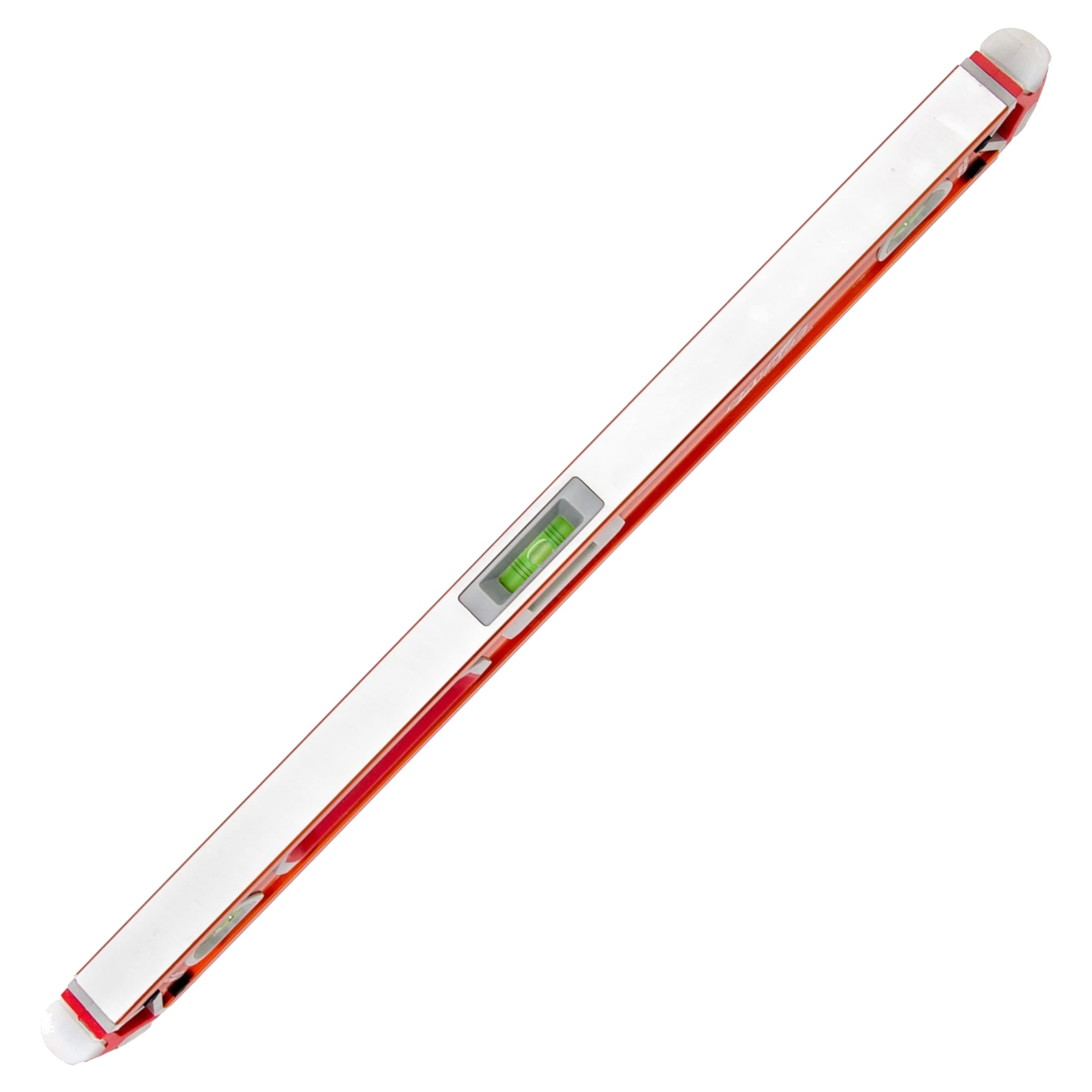 Top-down view of the SVB24M showing the milled silver top rail with the center vial port and the continuous box-beam profile.