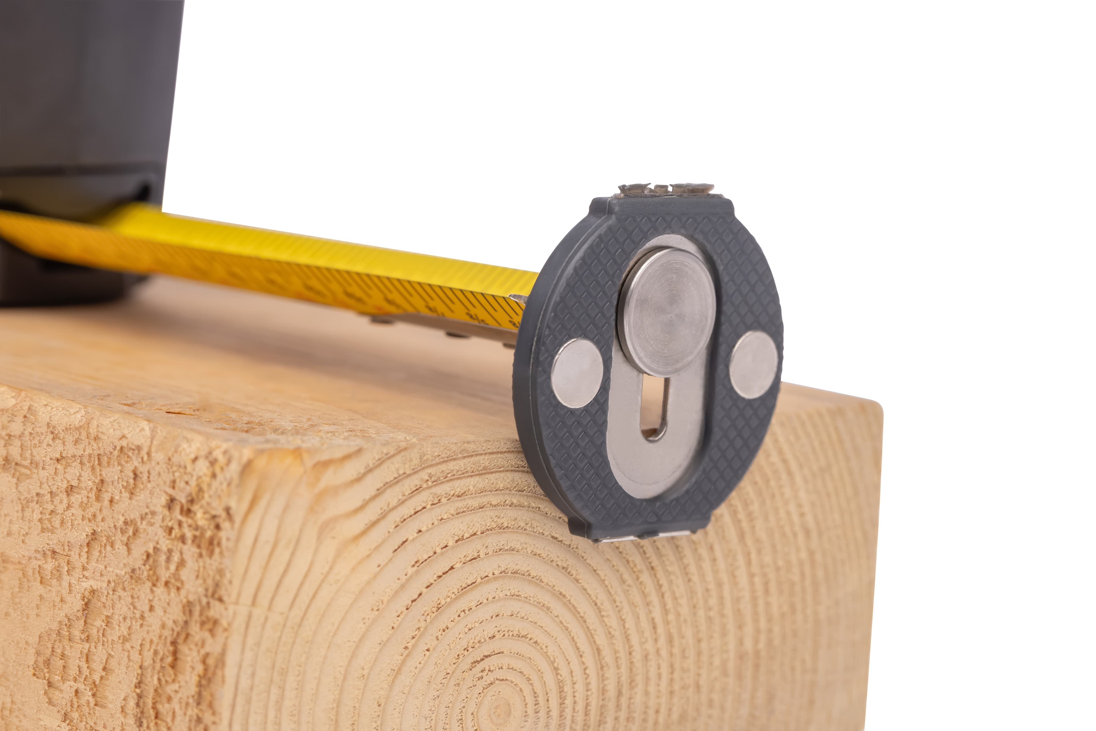 Close-up of the GripLine® rotating tip end showing the twin magnets and stainless nail slot.