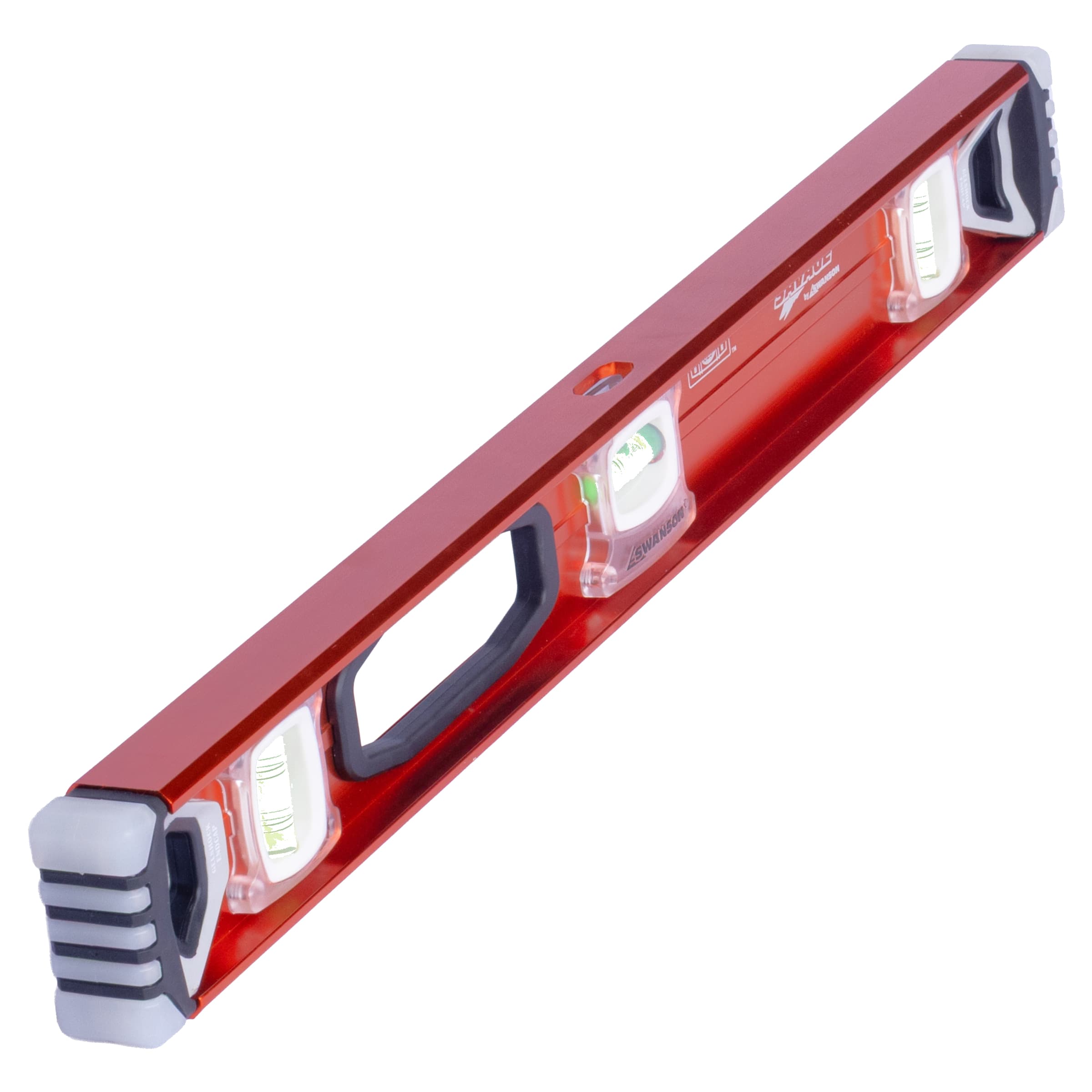 Alt-angle of the SVI240 showing the open I-shape extrusion, hand-grip cutout, and Gel Shock™ end caps.