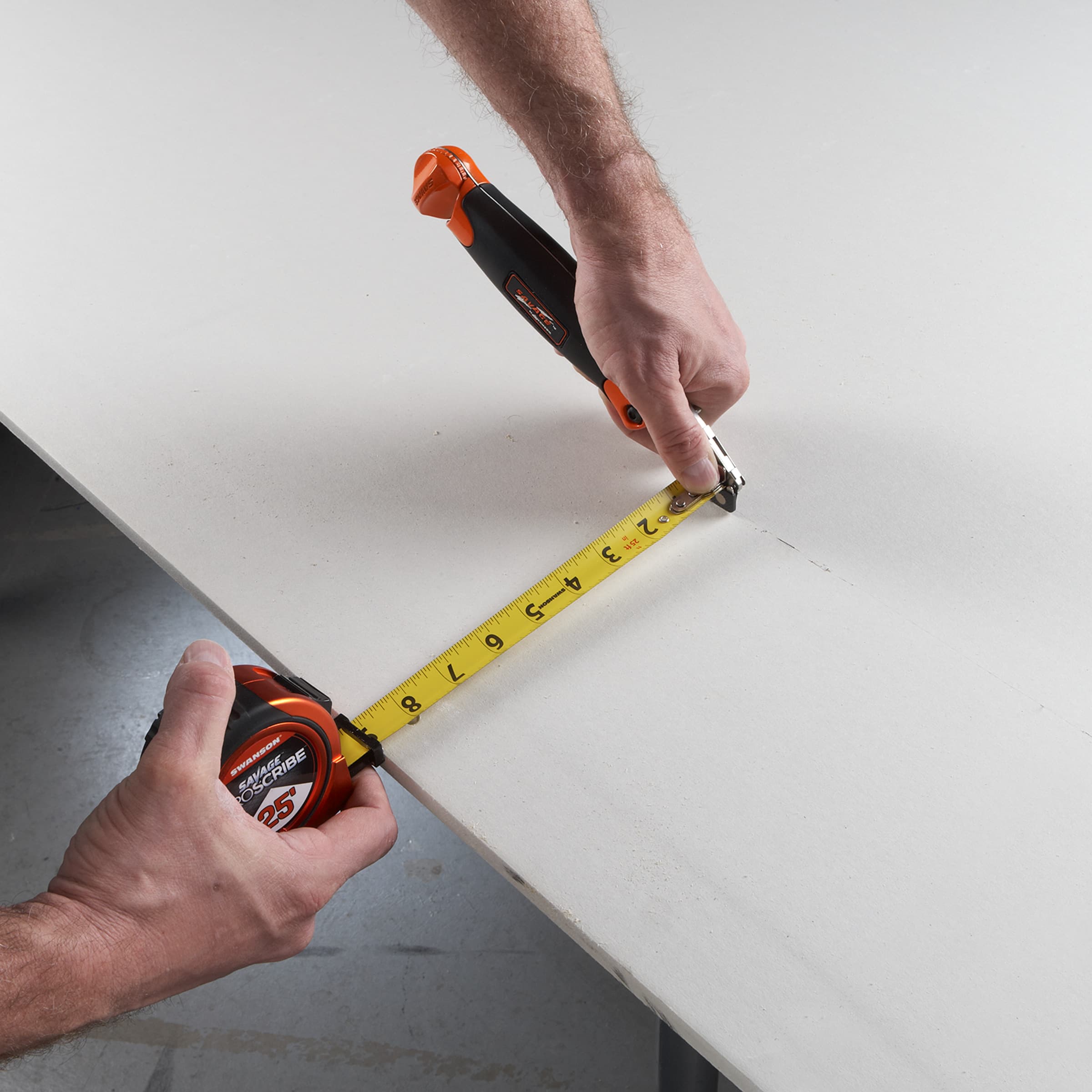ProScribe® transferring a straight line on a workpiece.