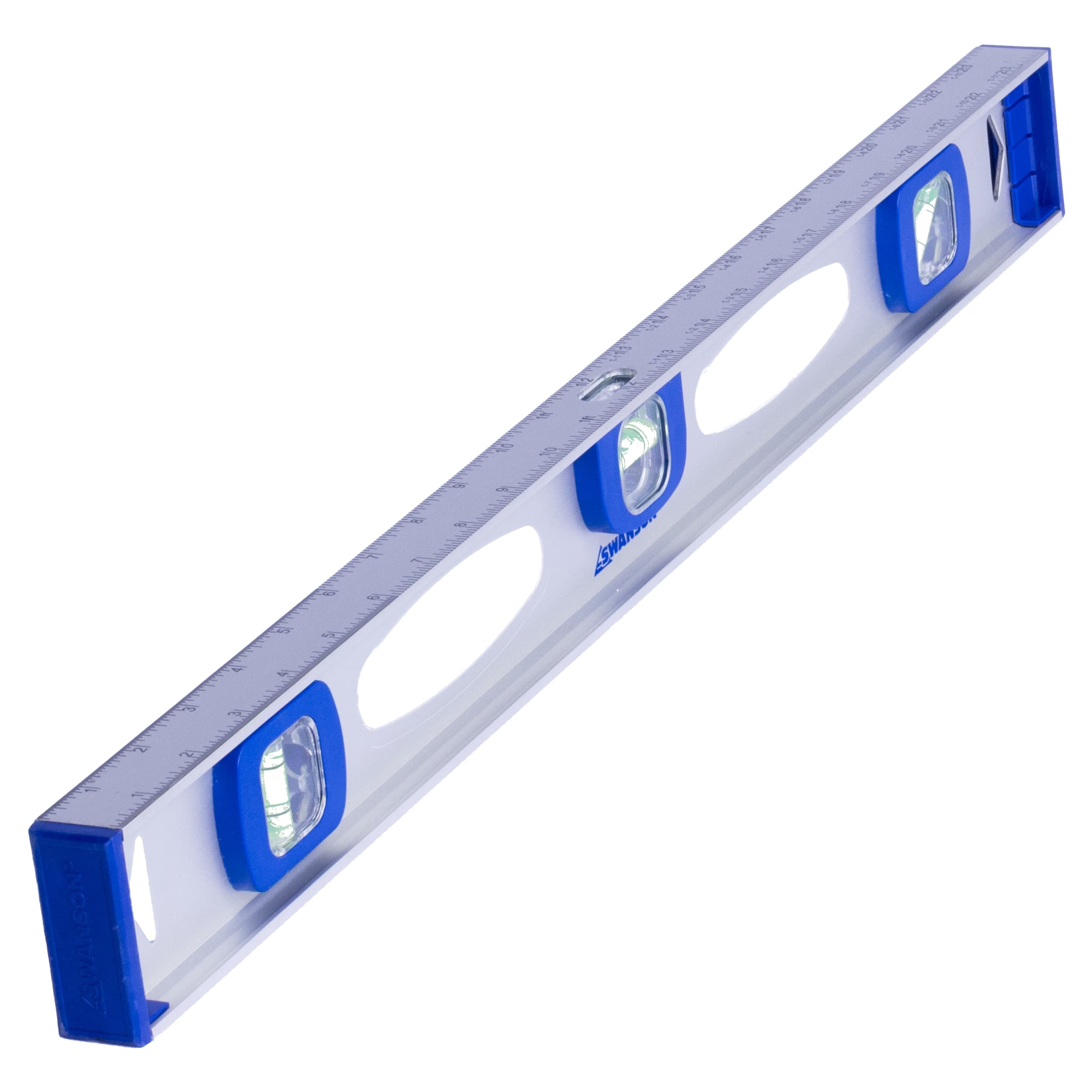 Alt-angle of the TRL240 showing the I-Beam frame, ruled edge, and rubber end caps.
